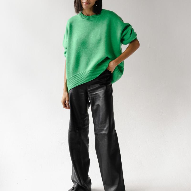 Autumn and Winter Women's Knitwear Round Neck Loose Solid Color European and American Sweater Women