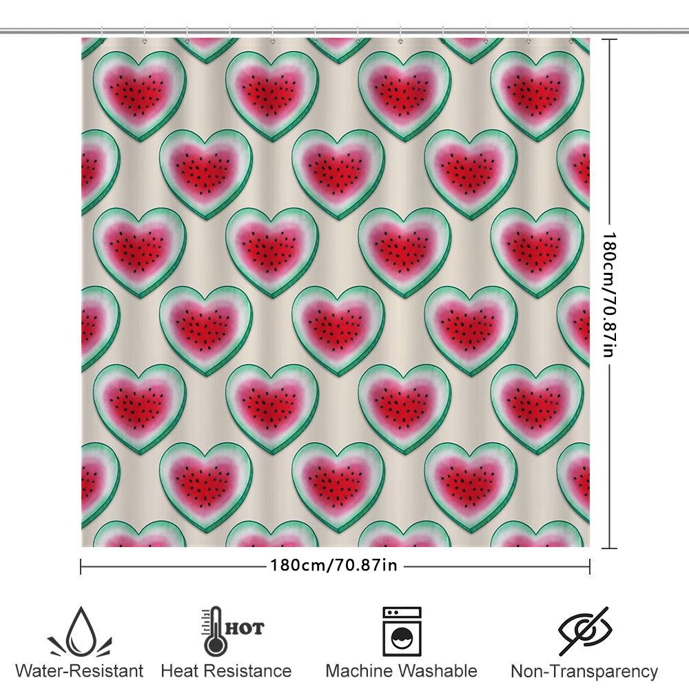 Watermelon Shower Curtain Tropical Fruit Pattern Bathroom Decor Beach Themed Backdrop Waterproof Fabric Washable Home Decor