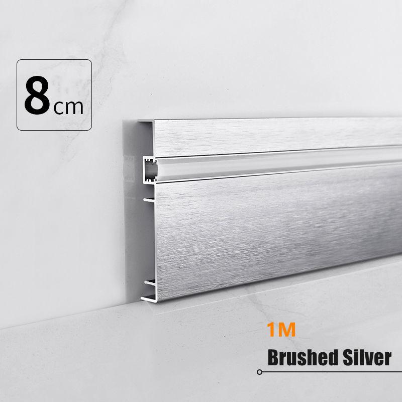 H80mm LED Skirting Line 0.5m 1m Brushed LED Aluminium Profile Floor Baseboard Bar Strip Light Metal Wall Skirting Linear Lamp