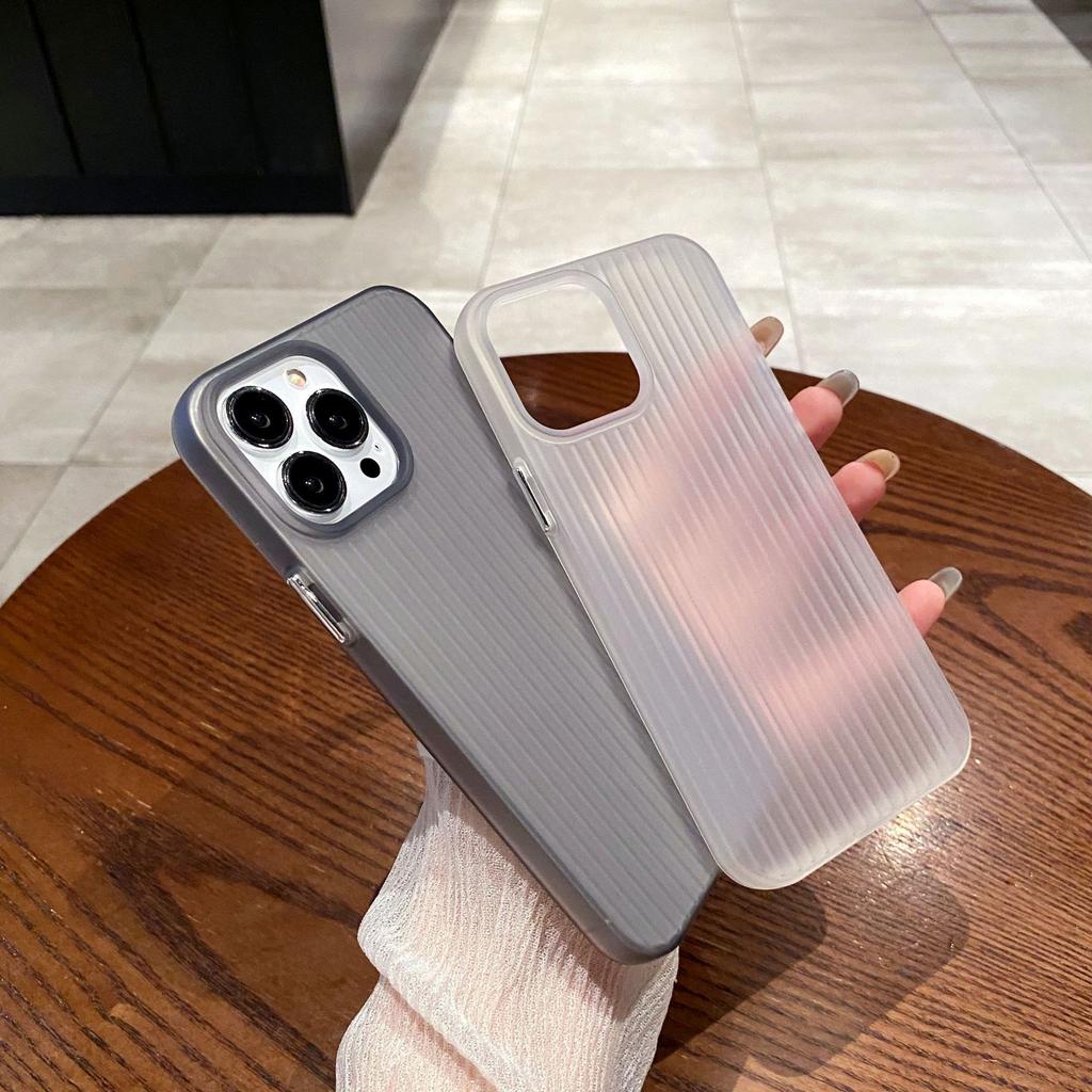 Applicable to Apple 16 mobile phone case transparent matte iPhone15Pro max soft case 13/14 simple solid color stripes
