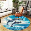 1pc Dolphins Ocean Round Chair mat Area Rug - Non-Slip, Floor Mat for Office, Bedroom, home decor Christmas Gift-1002342