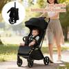 Foldable Baby Stroller Portable High-View Seat with Storage Basket Cup Holder Hook Sunshade Shock Absorber Wheels Travel Stroller for Infant Toddler