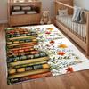 Area Rug Carpet Non Slip Retro Bookshelf Coffee Cup Floor Mat for Nursery Bedroom Living Room Kids Room Home Decor Dorm Gift