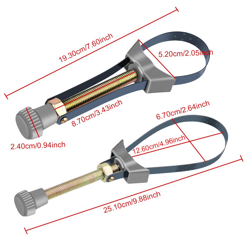 Adjustable 60mm to120mm Diameter Car Oil Filter Removal Tool Steel Strap Wrench Hand Tools