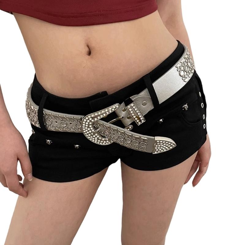 Rhinestone Waist Belt for Dress Adjustable Pin Buckle Waist Belt Shinning Rhinestone Wide Waist Belt Ladies Skirt Belt