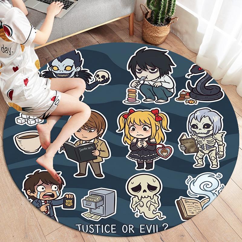 Death Note Round Area Rug Carpet Rug For Living Room Bedroom Sofa Playroom Decor Nonslip Floor Mat