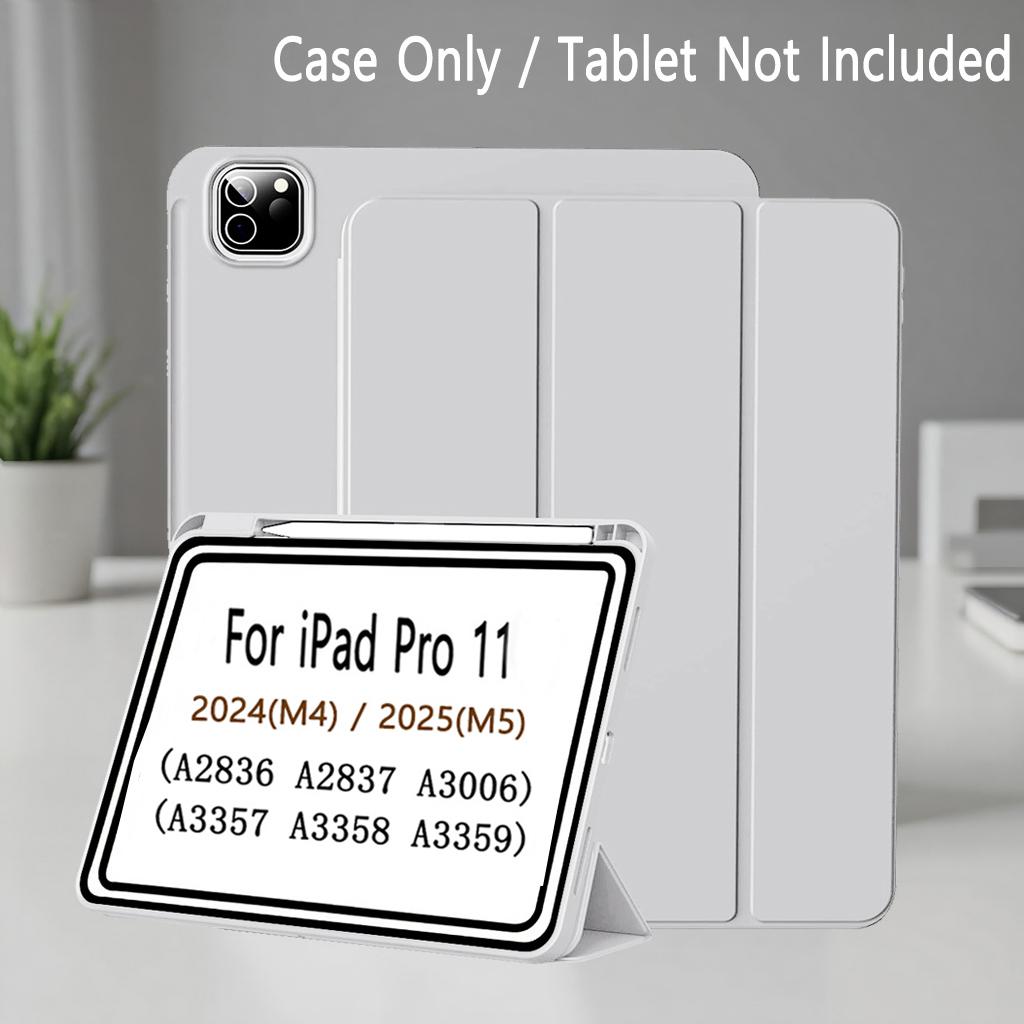 Case for iPad Pro 11-Inch M5/M4 / (6th/5th Generation), Slim Stand Soft Back Shell Smart Cover with Auto Wake/Sleep