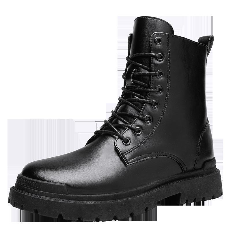 New fashionable and versatile British style motorcycle boots high top youth boots with raised leather and casual men's boots