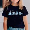 Children's Cartoon Print Crew Neck Fashion T-shirt Short Sleeve Cute Casual Comfortable T-shirt Girl