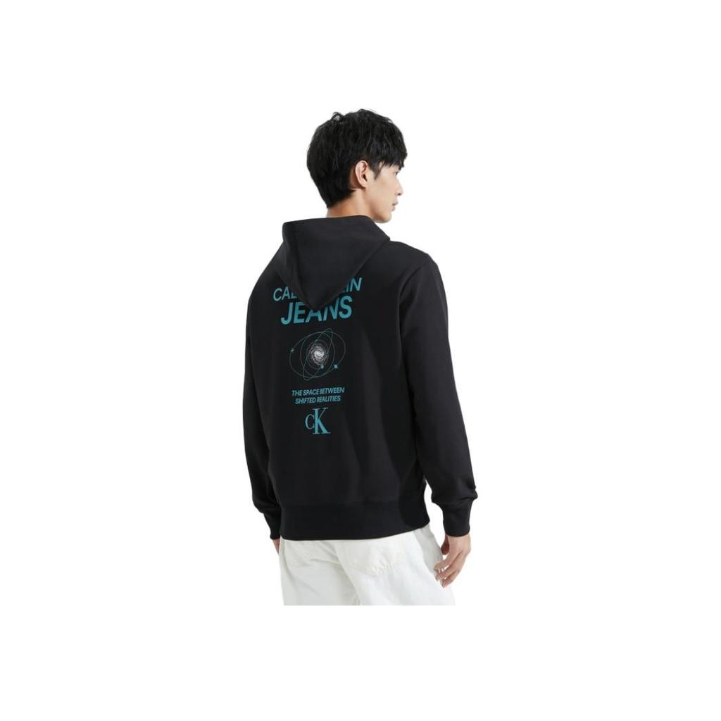 Calvin Klein FW23 Letter Stretch Hooded Long Sleeve Sweatshirt Men sweatshirt Space-Black J324473