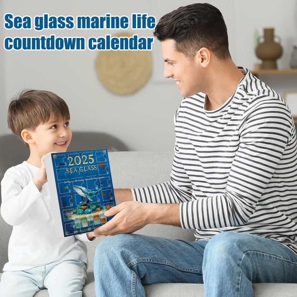 2026 Christmas Calendar Advent 2D Acrylic Sea Animals Ornament 24 Flat Days Countdown Calendar To Christmas Toys Pendant decor