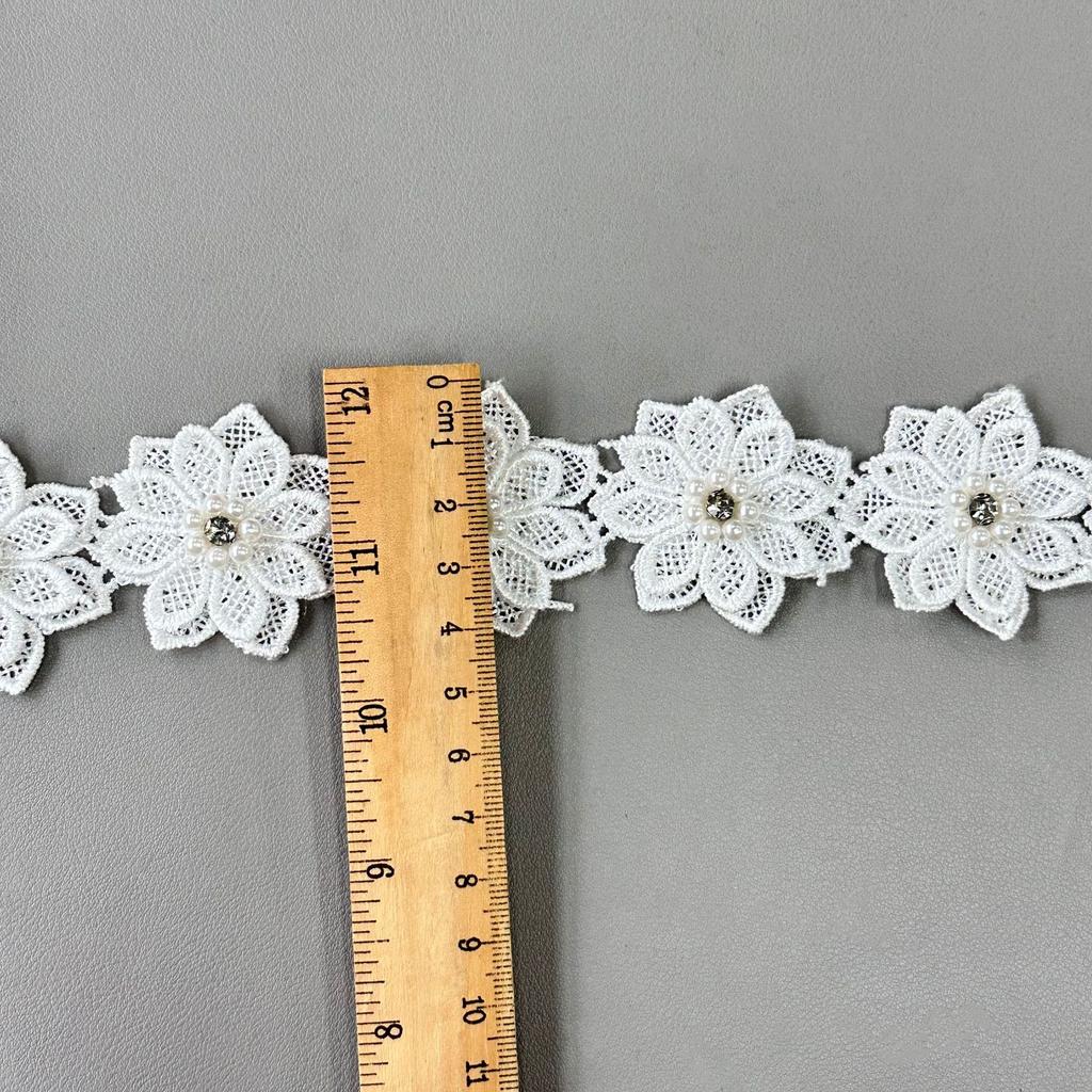 White Lace Double Petal Nail Drill Barcode Clothing Accessories Children'S Clothing Dresses Tops Decorative Accessories