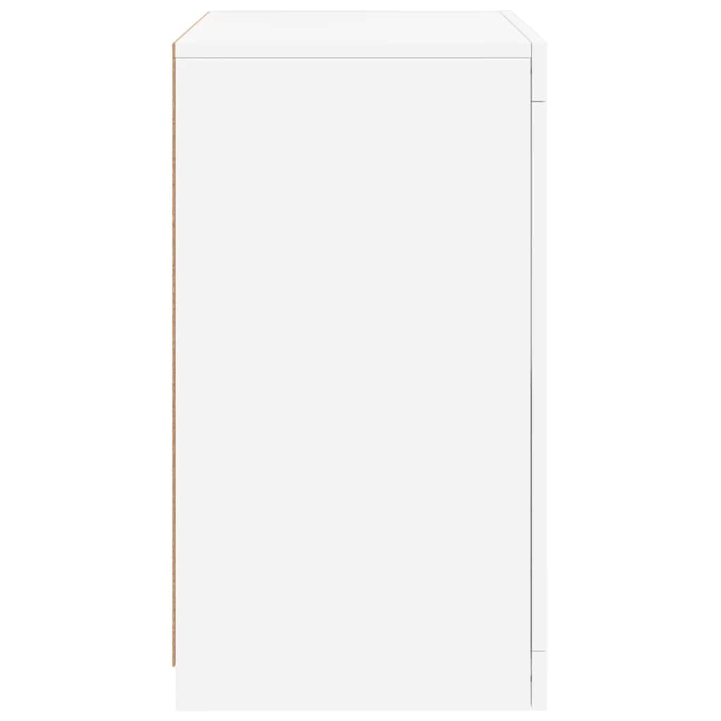 Side Table with LED Lights White Engineered Wood