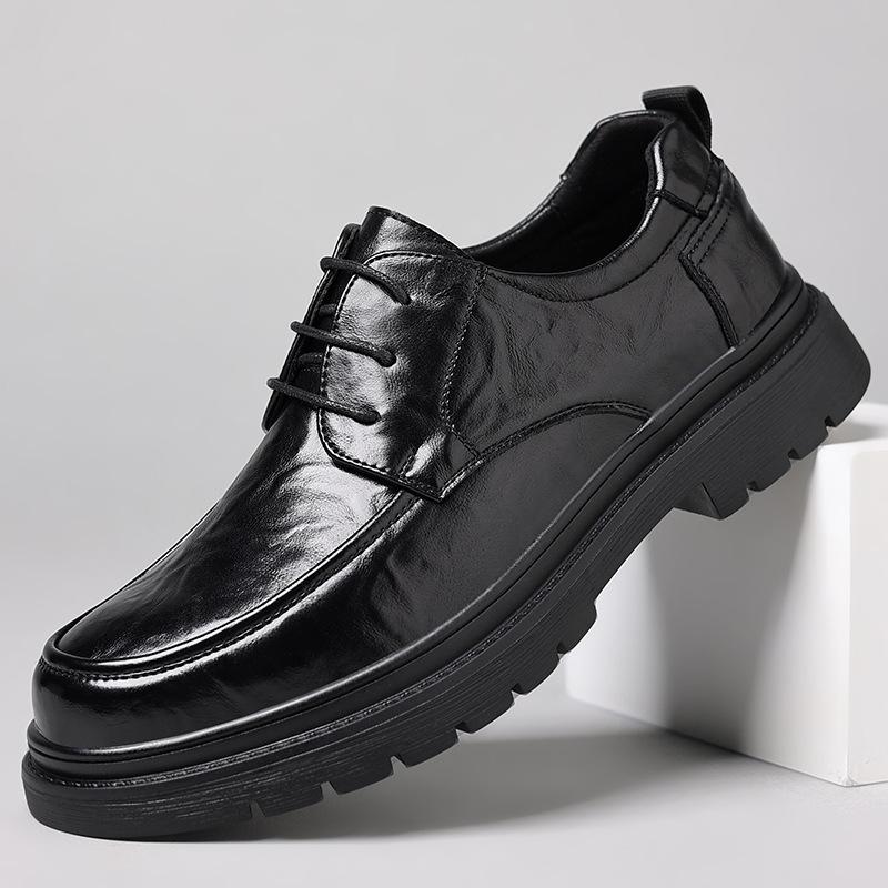 Summer New Men's British Men's Leather Shoes Light Luxury Business Casual Dress Shoes Platform Men's Comfortable Soft Leather Shoes