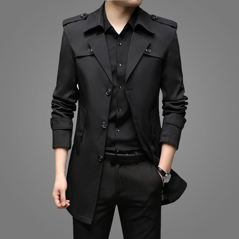 

Мужская ветровка Весна-Осень Средней длины Мужская для среднего возраста Бизнес-кэжуал Костюм Цельный 165 чёрный