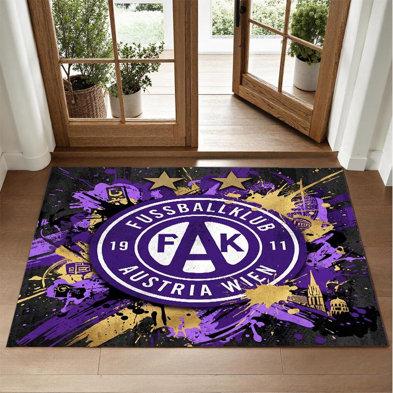 Austria Wien FC Design Crystal Velvet Rug Soft Decorative Mat for Bedroom Entrance