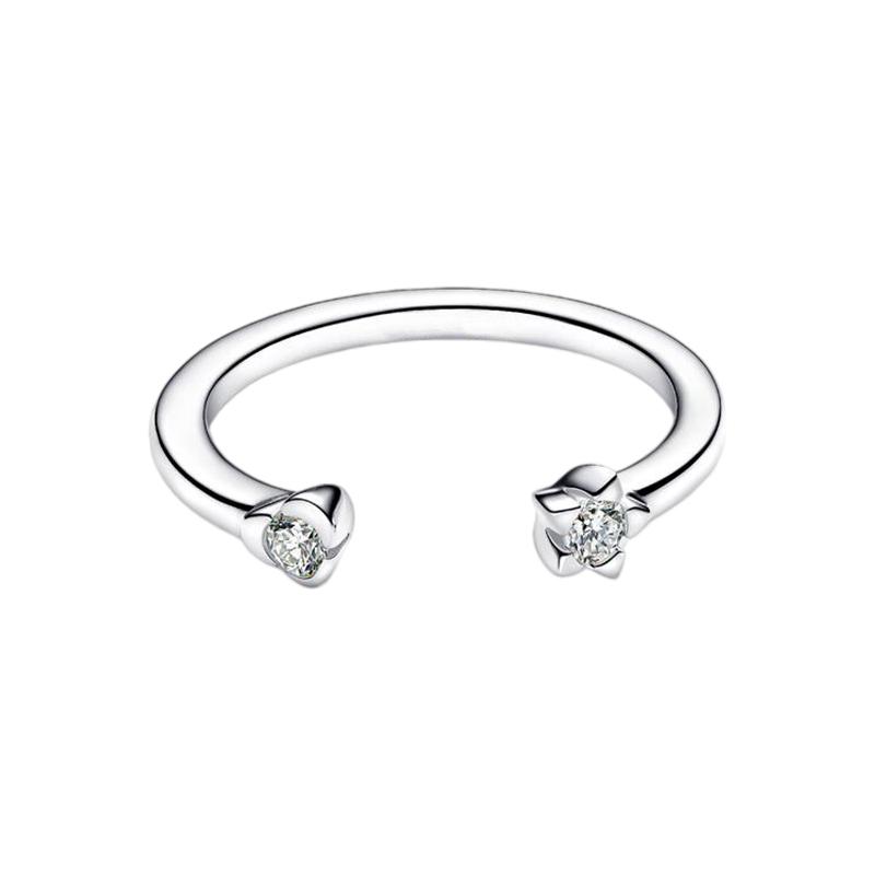 New 925 Silver Three-Leaf Clover Alphabet Heart Flower Women's Ring Suitable for Wedding Party Fashion DIY Gift