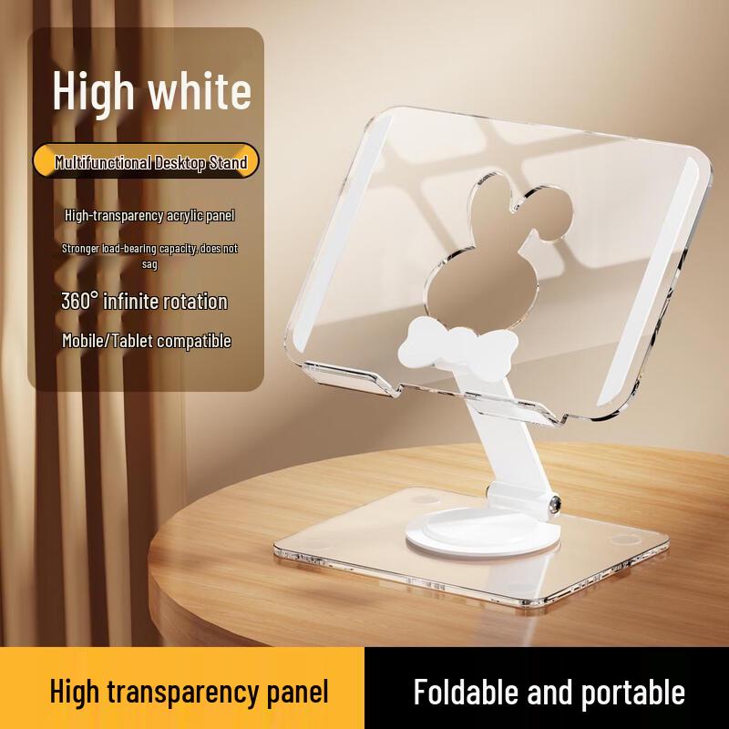 OLOEY Cute Rabbit Clear Foldable Laptop and Tablet Stand