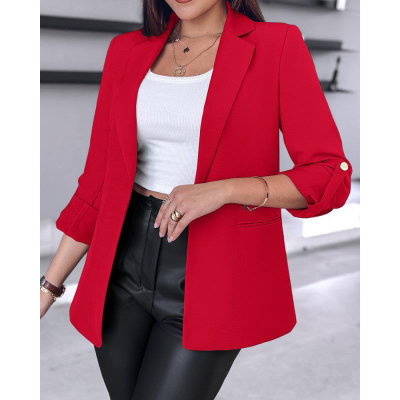 2024 Versatile Women's Roll-Up Sleeve Casual Suit Jacket