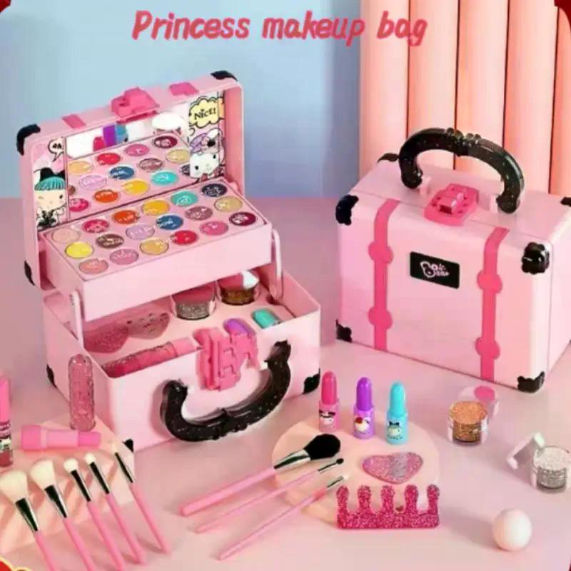 32PCS Kids Makeup Toys Girls Real Makeup Kit Washable Non-toxic Makeup Toy Set Retro Beauty Makeup
