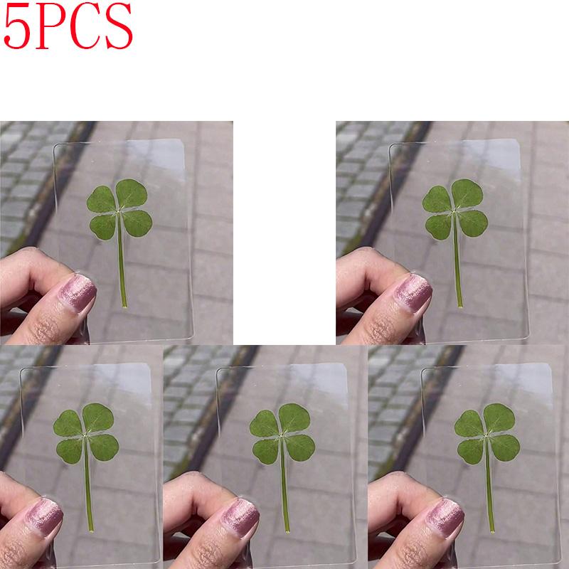5PCS/10pcs Four-Leaf Clover Bookmarker Funny Transparent Card Bookmarks Transparent Wishing Card XKSQ01