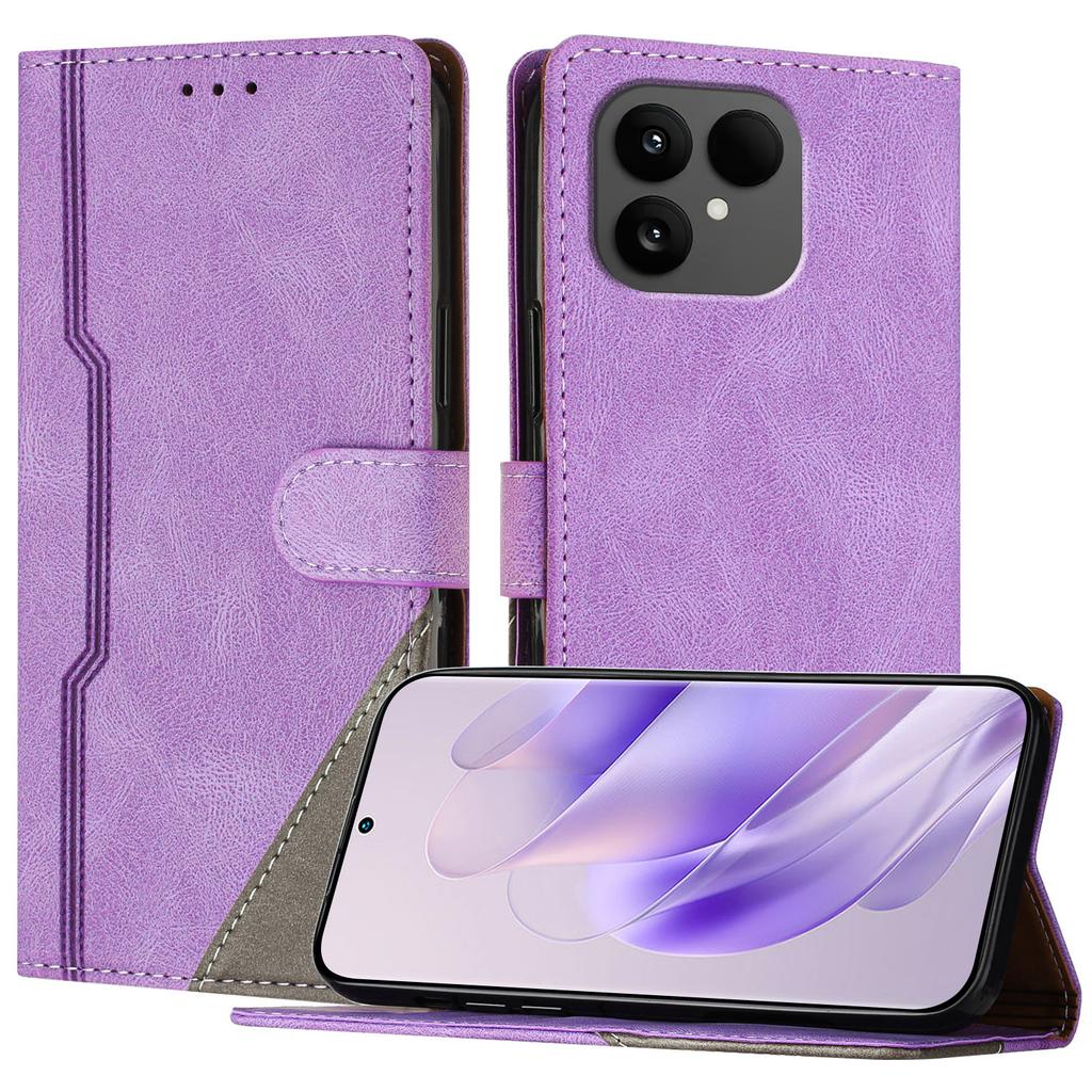 Pour Fairphone 6 Étui en Cuir Patchwork Triangle Portefeuille Support Housse de Téléphone Antichoc