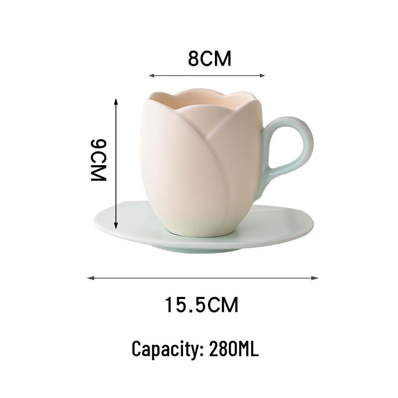Ins Retro Tulip Ceramic Coffee Cup Set