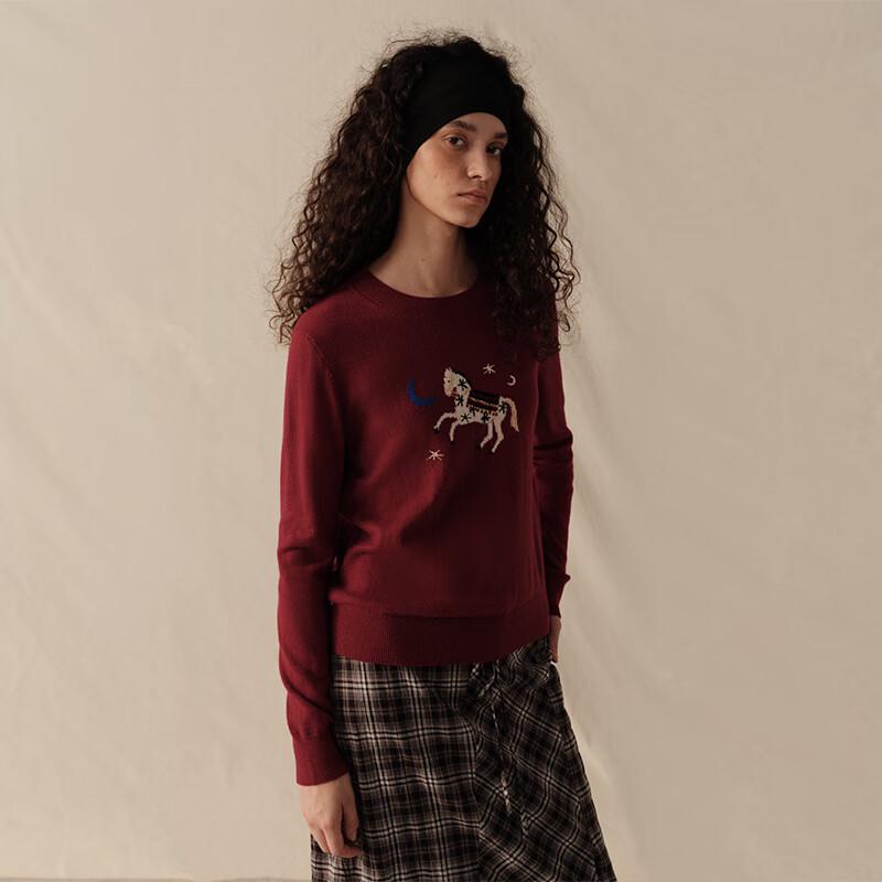 GREEN BELT Vintage Little Horse Jacquard Wool Sweater