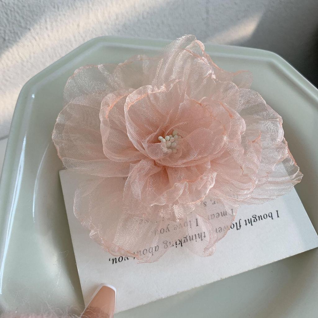 Mesh Flower Hair Clip Super Fairy Bang Clip Sweet Women Headdress Hairpin Girls Hawaii Beach Vacation Hair Accessories