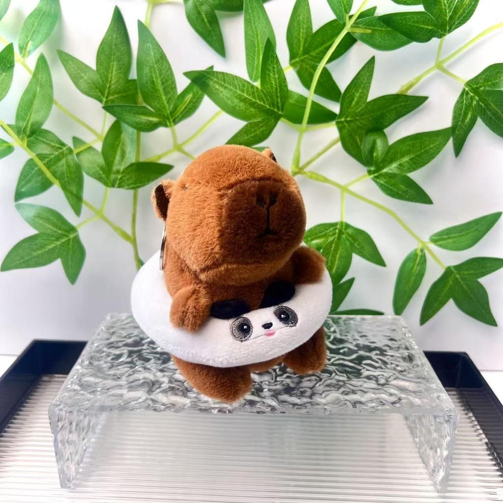 Swimming Ring Capybara Key Chain Cute Children Backpack Hanging Plush Gift Doll