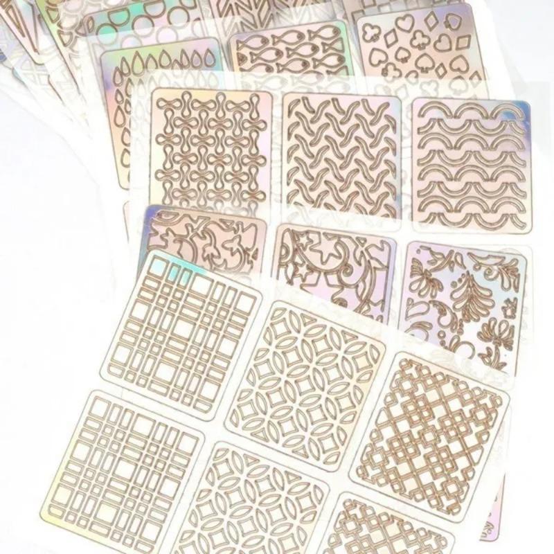 

12 листов/24 листа виниловый трафарет для дизайна ногтей, направляющая наклейка для маникюра, изогнутая волна, лазерный наконечник, новинка 12sheet