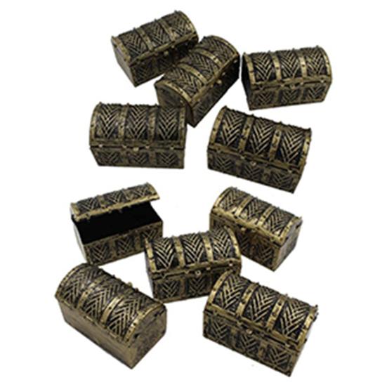 10Pcs Mini Pirate Treasure Chest Vintage Realistic Miniature Jewelry Treasure Box Toy Model Theme Party Decoration Kids Gift