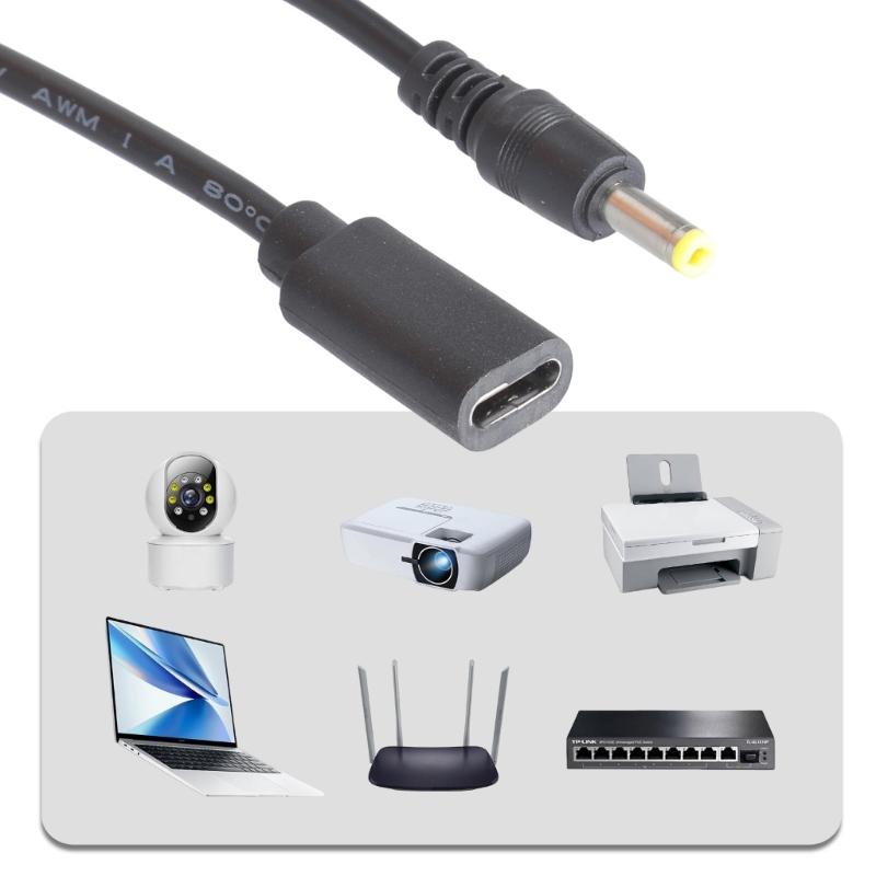 35cm 5V Charging Cable Type C to 4.0x1.7mm Plug with Switching Control for LED Lights Router Fan Wireless Speaker