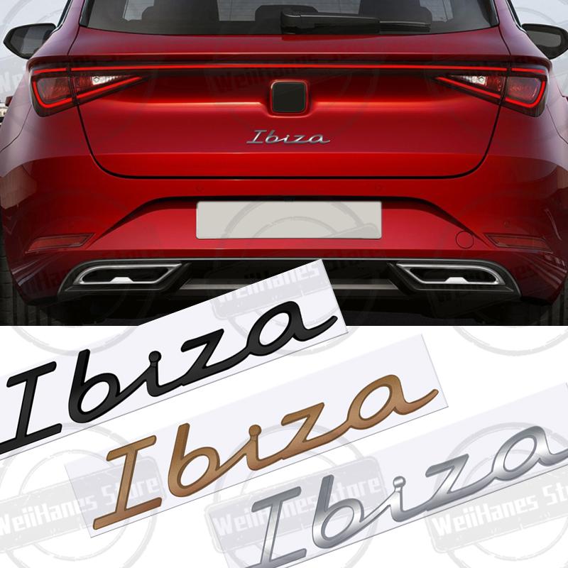 gycsn9 Metal For Ibiza Rear Badge Emblem Chrome Letter Logo Glossy Black Silver Red Accessories Sticker