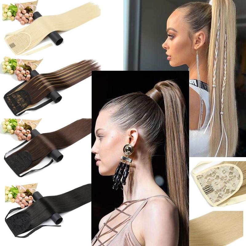 Long Straight Hair Clipped In Tail, Wig, Ponytail, Hairpin, Artificial Ponytail, Black And Brown Headpiece