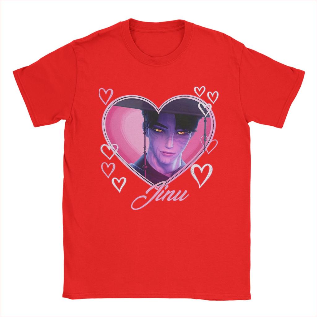 Jinu Heart KPOP Dämonenjäger Anime Herren T-Shirts Huntrix Mode T-Shirt Kurzarm Rundhals T-Shirt Reine Baumwolle Oberteile
