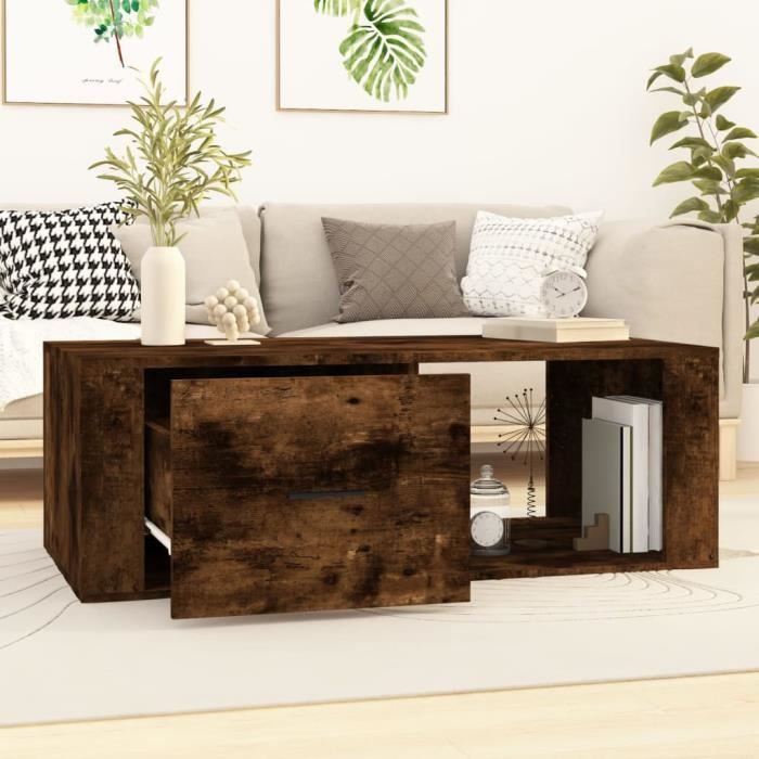 816541 vidaXL Coffee Table Smoked Oak 100x50.5x35 Cm Engineered Wood