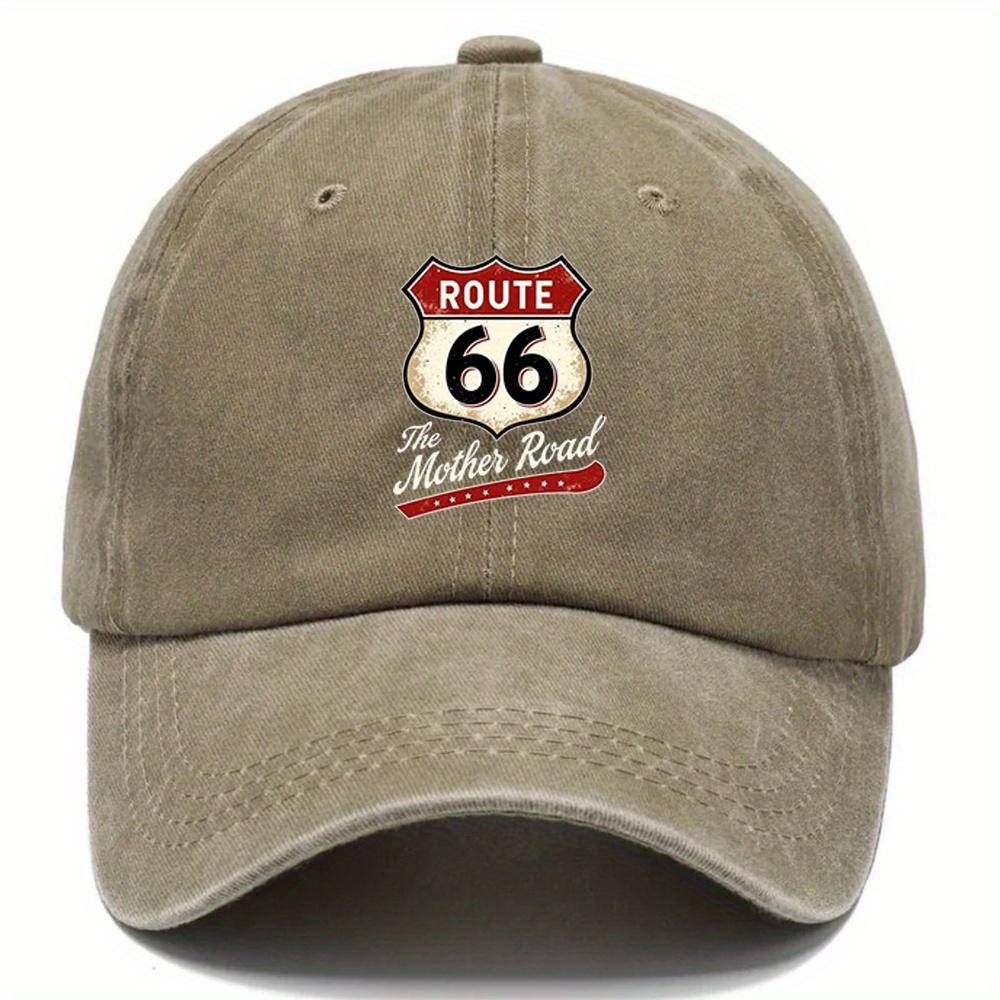 Route  Vintage Baseball Cap  Adjustable Dad Hat with Classic Mother Road Design Ideal for Outdoor Sports Fishing Golf