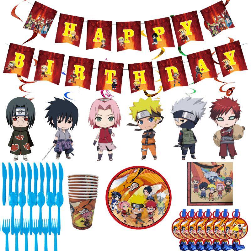 Naruto Ninja Birthday Party Decor Supplies Featuring Colorful Balloons And Plates