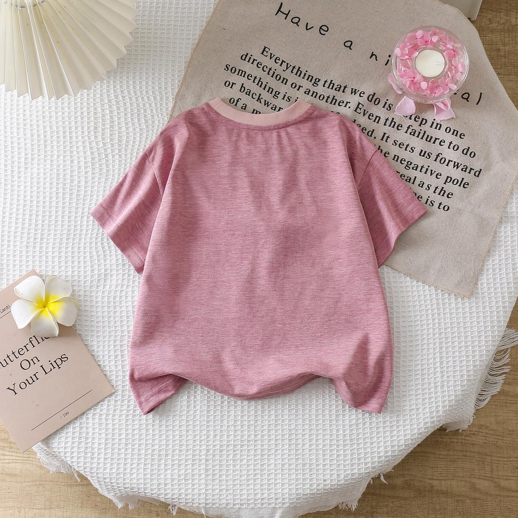 Girls' T-shirt Korean Summer Clothes Girls' Design Sense Short Sleeved Bow Top