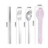 Cutlery Set with Storage Box Portable 304 Stainless Steel Spoon Fork Chopsticks for Camping Travel Durable Outdoor Dinnerware