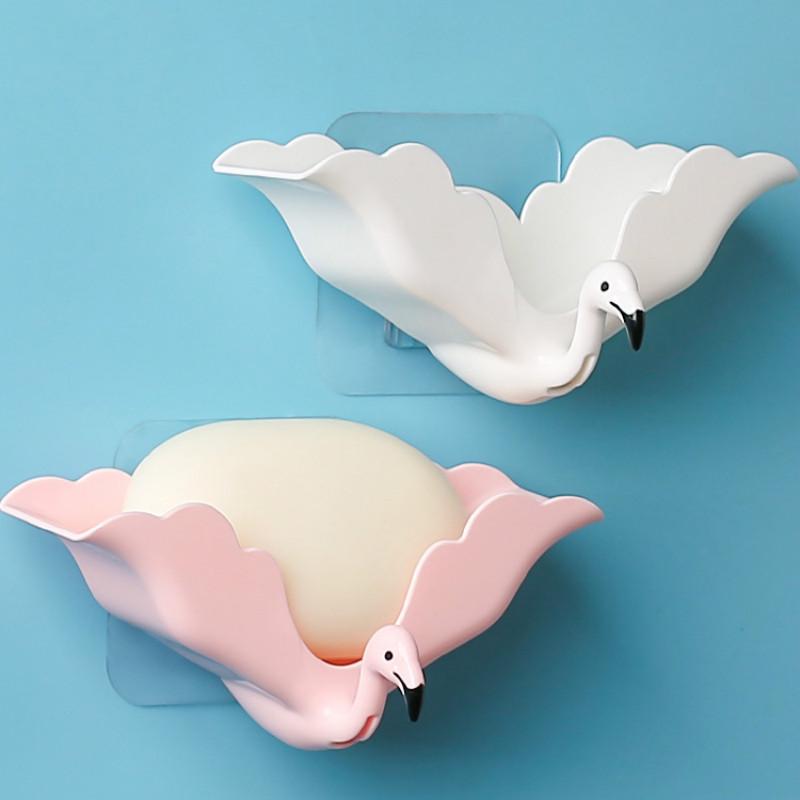 

Креативный настенный неперфорированный бытовой держатель для мыла с фламинго