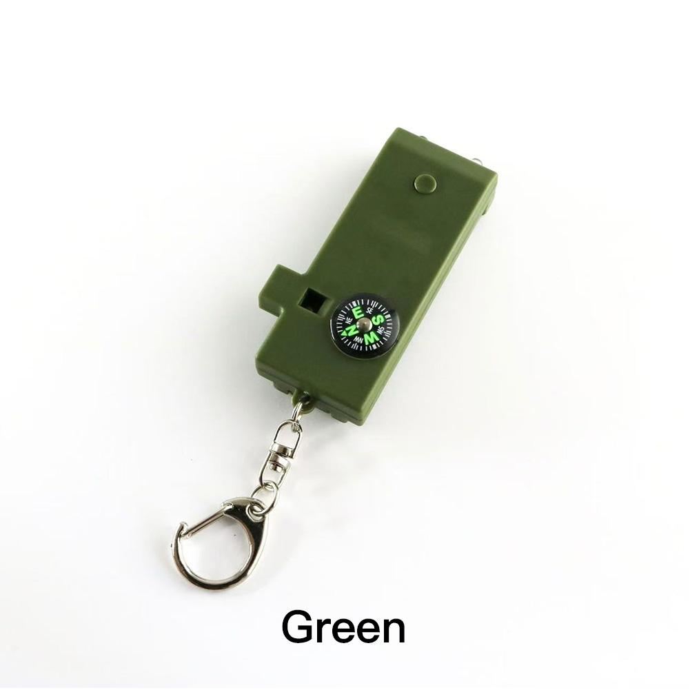 

Outdoor Survival Emergency Whistle with Compass LED Light Telescope Magnifier Multifunction Practical Mini Tool for Hiking Camping Adventures зелений