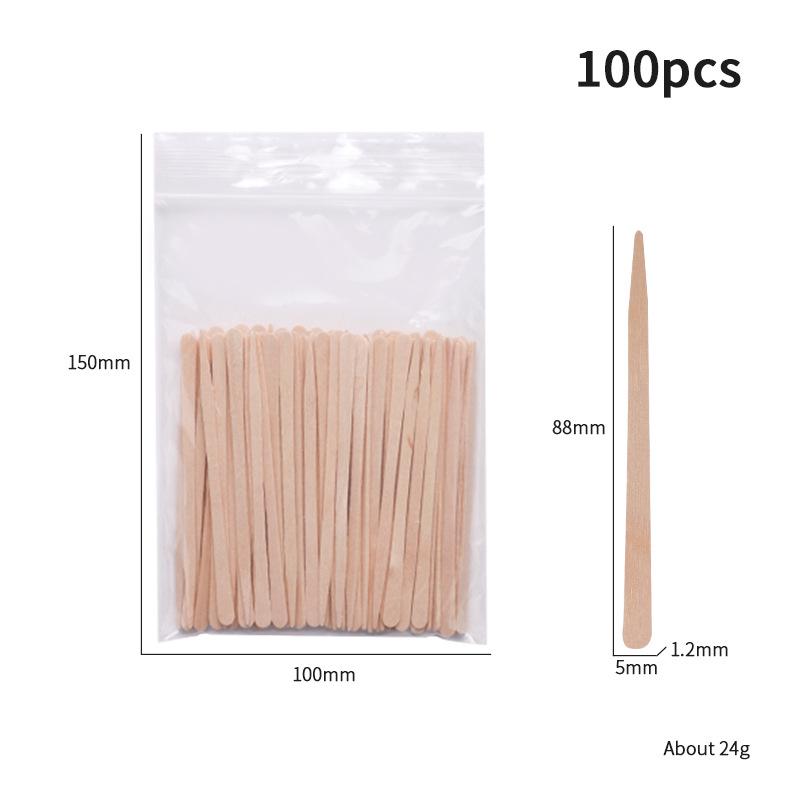 100 Disposable Wooden Sticks for Hair Removal Waxing & Scraping
