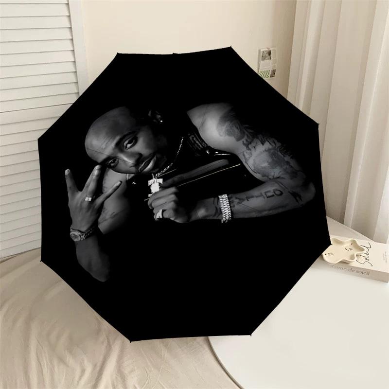 

1PC Tupac Shakur Tattoo Umbrella-8-Rib Reinforced, Automatic Open, Lightweight & Durable, Cute Fashion Accessory for Outdoor-P2671