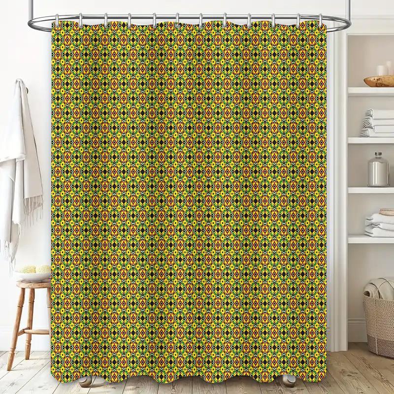 Shower Curtain Botanical Leaf Pattern Waterproof Fabric Bathroom Decor Vintage Floral Nature Backdrop Home Textile