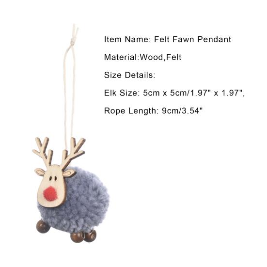 2Pcs/Set Felt Fawn Pendant Plush Doll Lovely Easy-cleaning Colorful Christmas Tree Elk Stuffed Toy for Gift