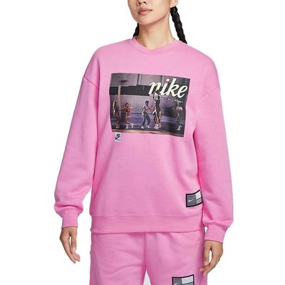 FW25 Club Fleece Corte Holgado Cuello Redondo Sudadera Cómoda de Manga Larga para Mujer IM8972-675