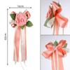 Wedding Car Rearview Mirror Decoration 1Pcs Retro Flower Bow Handle Decor Elegant Bridal Vehicle Accessory Ceremony Scene