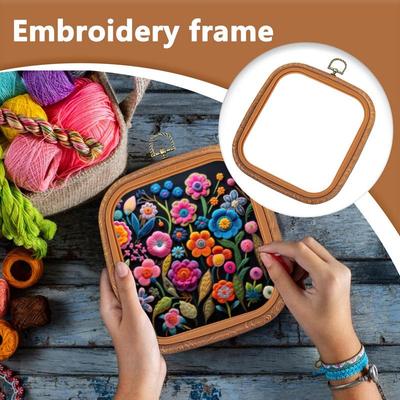 Embroidery Hoop Frame Large Embroidery Hoop Square Embroidery Frame Round Quilting Supplies Retro Needlepoint Hoop Ring For